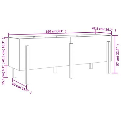 vidaXL Vrtna visoka greda črna 160x50x57 cm trdna borovina