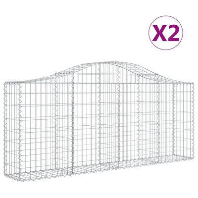 vidaXL Obokane gabion košare 2 kosa 200x30x80/100 cm pocinkano železo