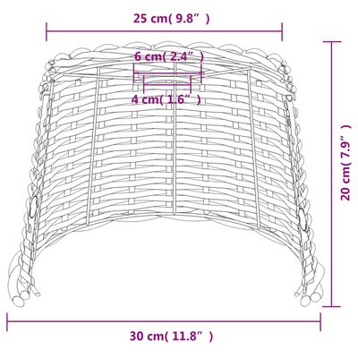 vidaXL Senčilo za stropno svetilko belo Ø30x20 cm pleteno