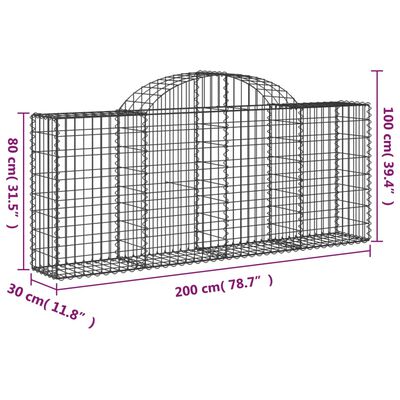 vidaXL Obokane gabion košare 10 kosov 200x30x80/100 cm cinkano železo