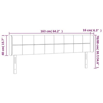 vidaXL LED posteljno vzglavje krem 163x16x78/88 cm blago