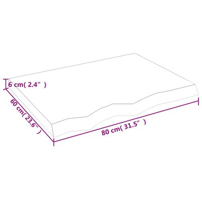 vidaXL Stenska polica svetlo rjava 80x60x(2-6) cm trdna hrastovina