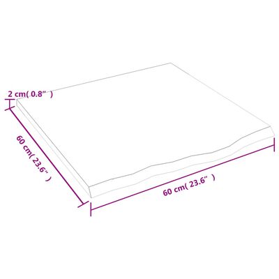 vidaXL Kopalniški pult svetlo rjav 60x60x2 cm obdelan trden les