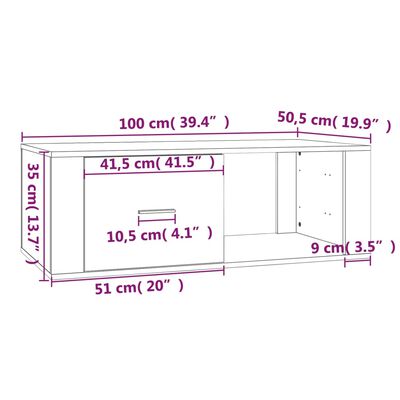 vidaXL Klubska mizica betonsko siva 100x50,5x35 cm inženirski les