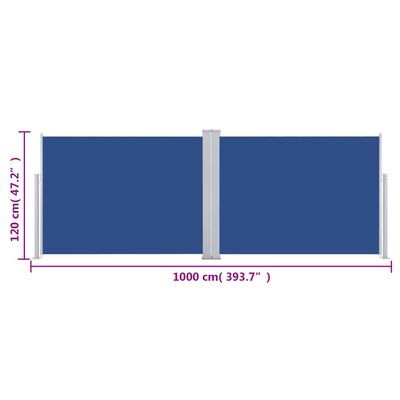 vidaXL Zložljiva stranska tenda modra 120x1000 cm