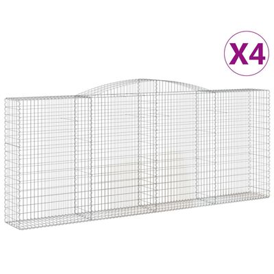 vidaXL Obokane gabion košare 4 kosi 400x50x160/180 cm pocinkano železo