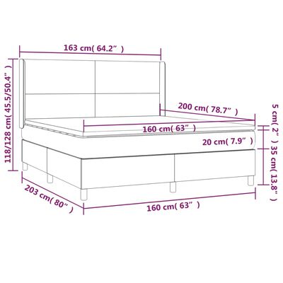 vidaXL Box spring postelja z vzmetnico temno modra 160x200 cm žamet