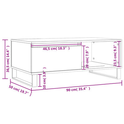 vidaXL Klubska mizica betonsko siva 90x50x36,5 cm inženirski les