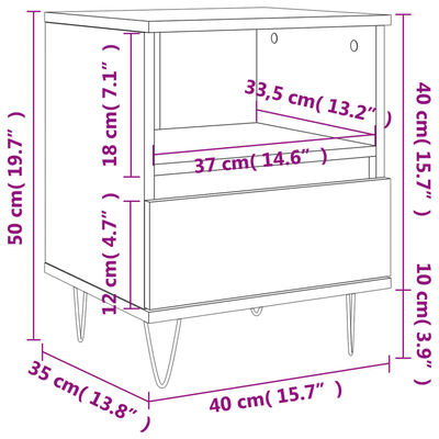 vidaXL Nočna omarica 2 kosa sonoma hrast 40x35x50 cm inženirski les