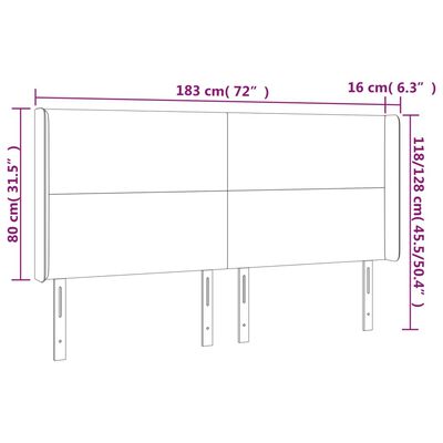 vidaXL LED posteljno vzglavje temno rjavo 183x16x118/128 cm blago