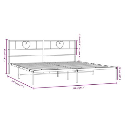 vidaXL Kovinski posteljni okvir z vzglavjem črn 200x200 cm