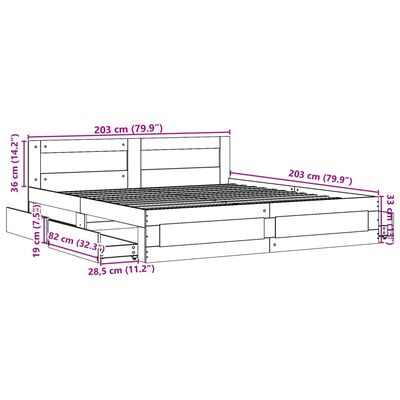 vidaXL Posteljni okvir z vzglavjem sonoma hrast 200x200 cm inž. les