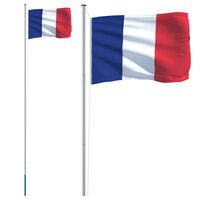 vidaXL Zastava Francije in drog 6,23 m aluminij