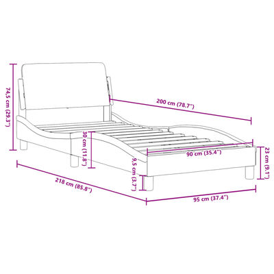 vidaXL Posteljni okvir z vzglavjem temno zelen 90x200 cm žamet