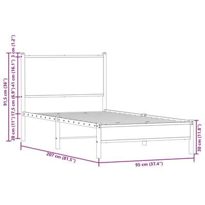 vidaXL Posteljni okvir z vzglavjem rjavi hrast 90x200 cm