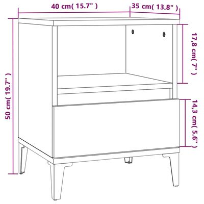 vidaXL Nočne omarice 2 kosa visok sijaj bele 40x35x50 cm