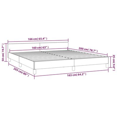 vidaXL Posteljni okvir brez vzmetnice temno rjav 160x200 cm blago