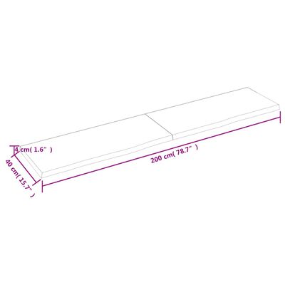 vidaXL Mizna plošča 200x40x(2-4) cm neobdelana trdna hrastovina