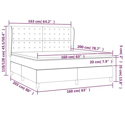 vidaXL Box spring postelja z vzmetnico svetlo siva 160x200 cm žamet