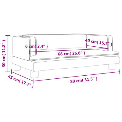 vidaXL Otroški kavč siv 80x45x30 cm umetno usnje