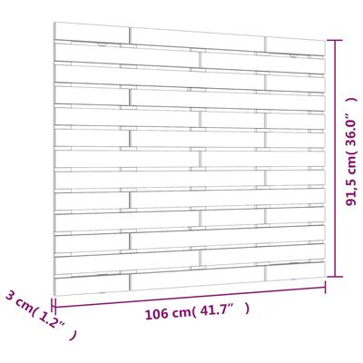 vidaXL Stensko posteljno vzglavje 106x3x91,5 cm trdna borovina