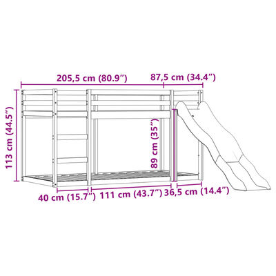 vidaXL Pograd s toboganom in zavesami moder 80x200 cm