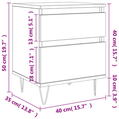 vidaXL Nočna omarica 2 kosa dimljen hrast 40x35x50 cm inženirski les