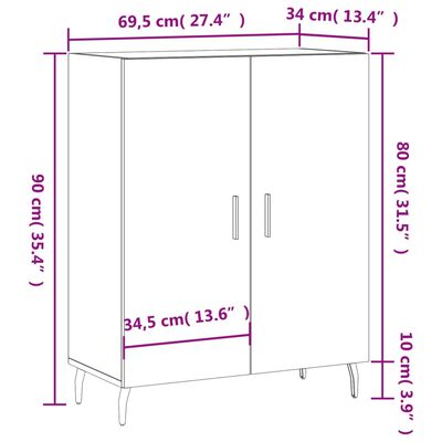 vidaXL Komoda betonsko siva 69,5x34x90 cm inženirski les