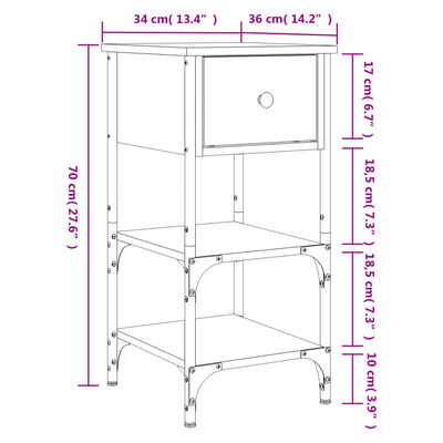 vidaXL Nočna omarica 2 kosa sonoma hrast 34x36x70 cm inženirski les