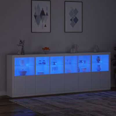 vidaXL Komoda z LED lučkami bela 283x37x100 cm