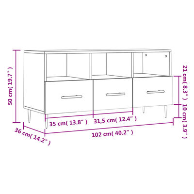 vidaXL TV omarica visok sijaj bela 102x36x50 cm inženirski les