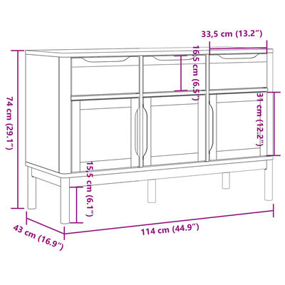 vidaXL Garderobna omara FLORO bela 114x43x74 cm trdna borovina