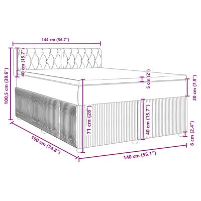 vidaXL Box spring posteljni z vzmetnico črn 140x190 cm žamet