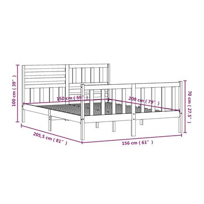 vidaXL Posteljni okvir črn 150x200 cm trden les