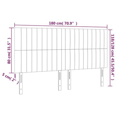 vidaXL LED posteljno vzglavje svetlo sivo 180x5x118/128 cm blago