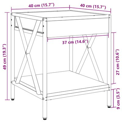 vidaXL Klubska mizica z neskončnimi LED črna 40x40x49 cm