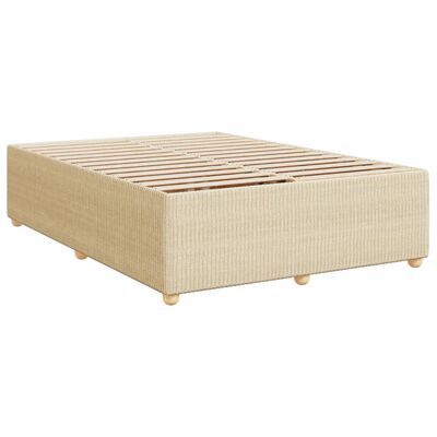 vidaXL Box spring postelja z vzmetnico krem 140x190 cm blago