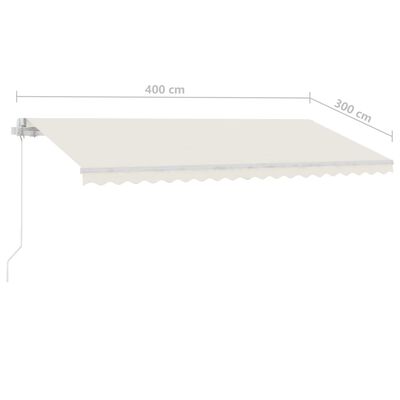 vidaXL Ročno zložljiva tenda z LED lučmi 400x300 cm krem