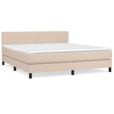 vidaXL Box spring postelja z vzmetnico kapučino 180x200cm umetno usnje