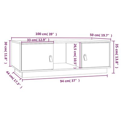 vidaXL Klubska mizica 100x50x35 cm trdna borovina