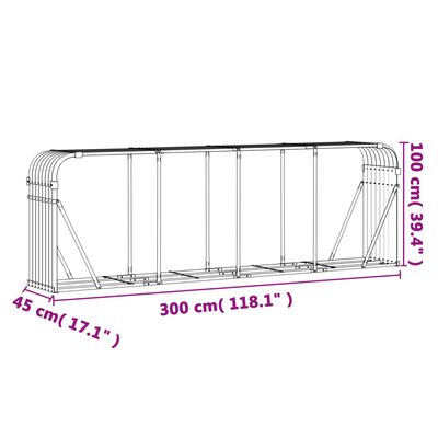 vidaXL Nosilec za polena zelen 300x45x100 cm pocinkano jeklo