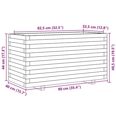 vidaXL Vrtno cvetlično korito 90x40x49,5 cm trdna borovina