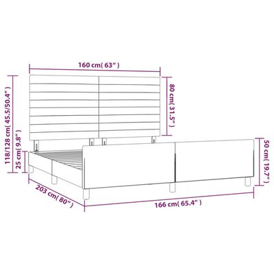 vidaXL Posteljni okvir brez vzmetnice temno moder 160x200 cm žamet