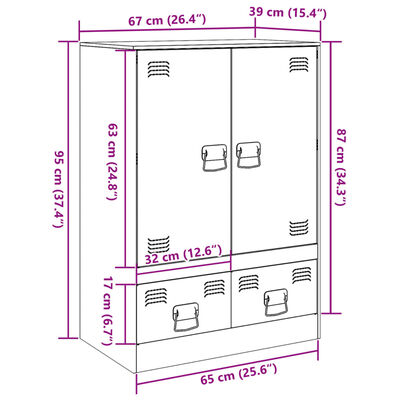 vidaXL Visoka omarica gorčično rumena 67x39x95 cm jeklo