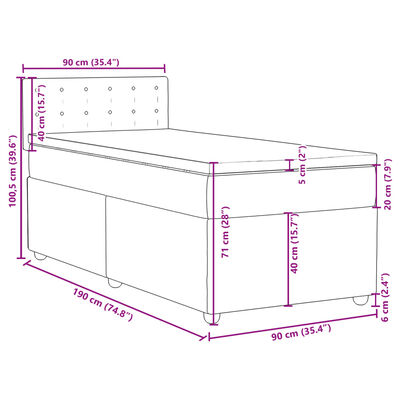 vidaXL Box spring postelja z vzmetnico temno siva 90x190 cm blago