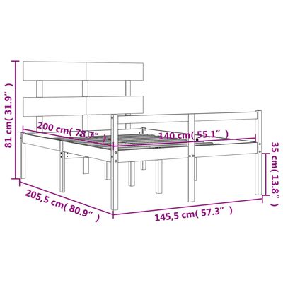 vidaXL Postelja za starejše z vzglavjem medeno rjava 140x200 cm lesa