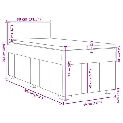 vidaXL Box spring postelja z vzmetnico krem 80x200 cm blago