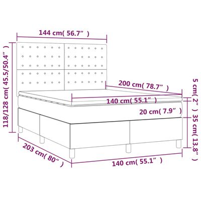 vidaXL Box spring postelja z vzmetnico črn 140x200 cm umetno usnje