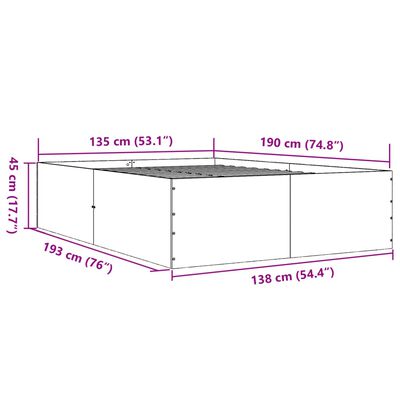 vidaXL Posteljni okvir črn 135x190 cm inženirski les