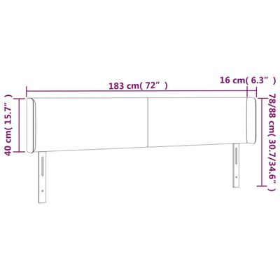 vidaXL LED posteljno vzglavje kapučino 183x16x78/88 cm umetno usnje